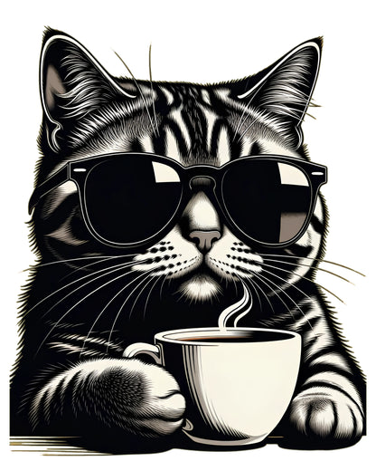 Coffee Cat | Cool Sunglasses Cat
